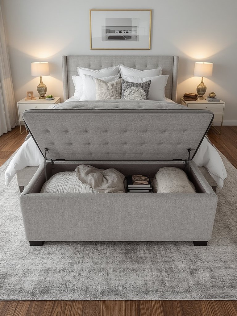 storage ottoman in action